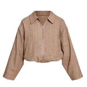 PrettyLittleThing Olive Herringbone Bomber Jacket | NWT | Sold out